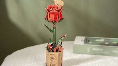 Handcrafted Red Rose Wooden Craft Model – Meaningful Gift
