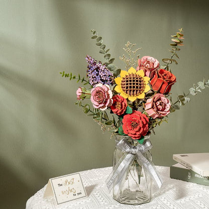 Handcrafted Red Rose Wooden Craft Model – Meaningful Gift