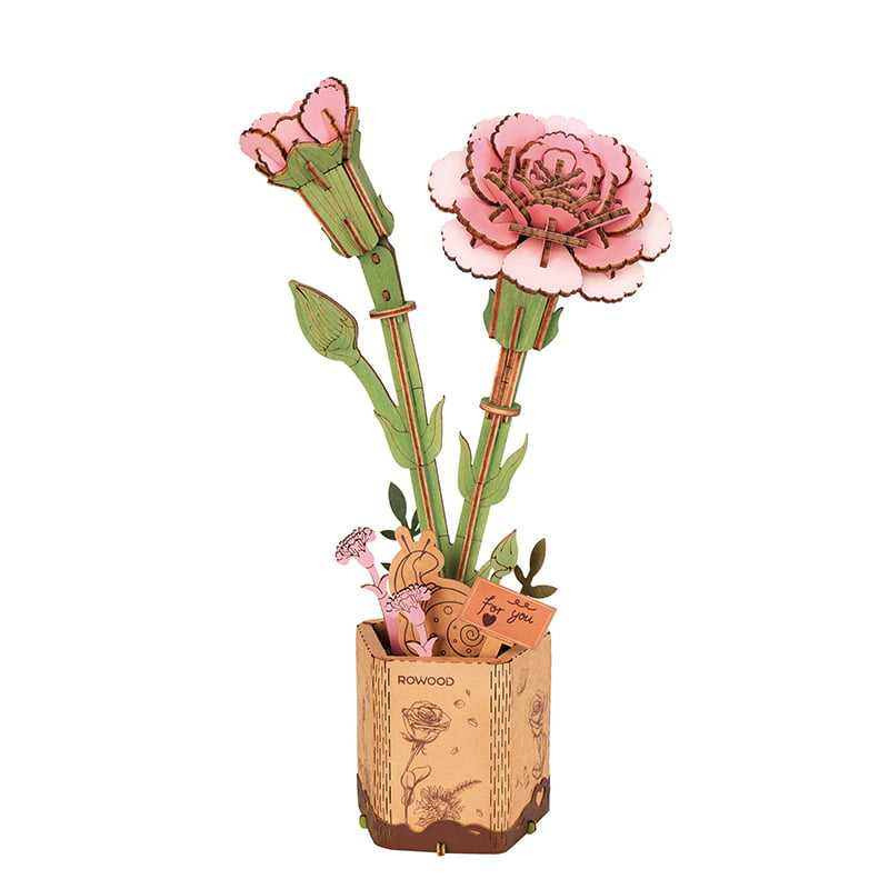 Pink Carnation Wooden Craft Model Kit