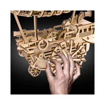 Mechanics Airship Plywood Model Kit — Brown Wooden 3D Airship (229 pcs)