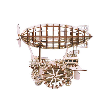 Mechanics Airship Plywood Model Kit — Brown Wooden 3D Airship (229 pcs)