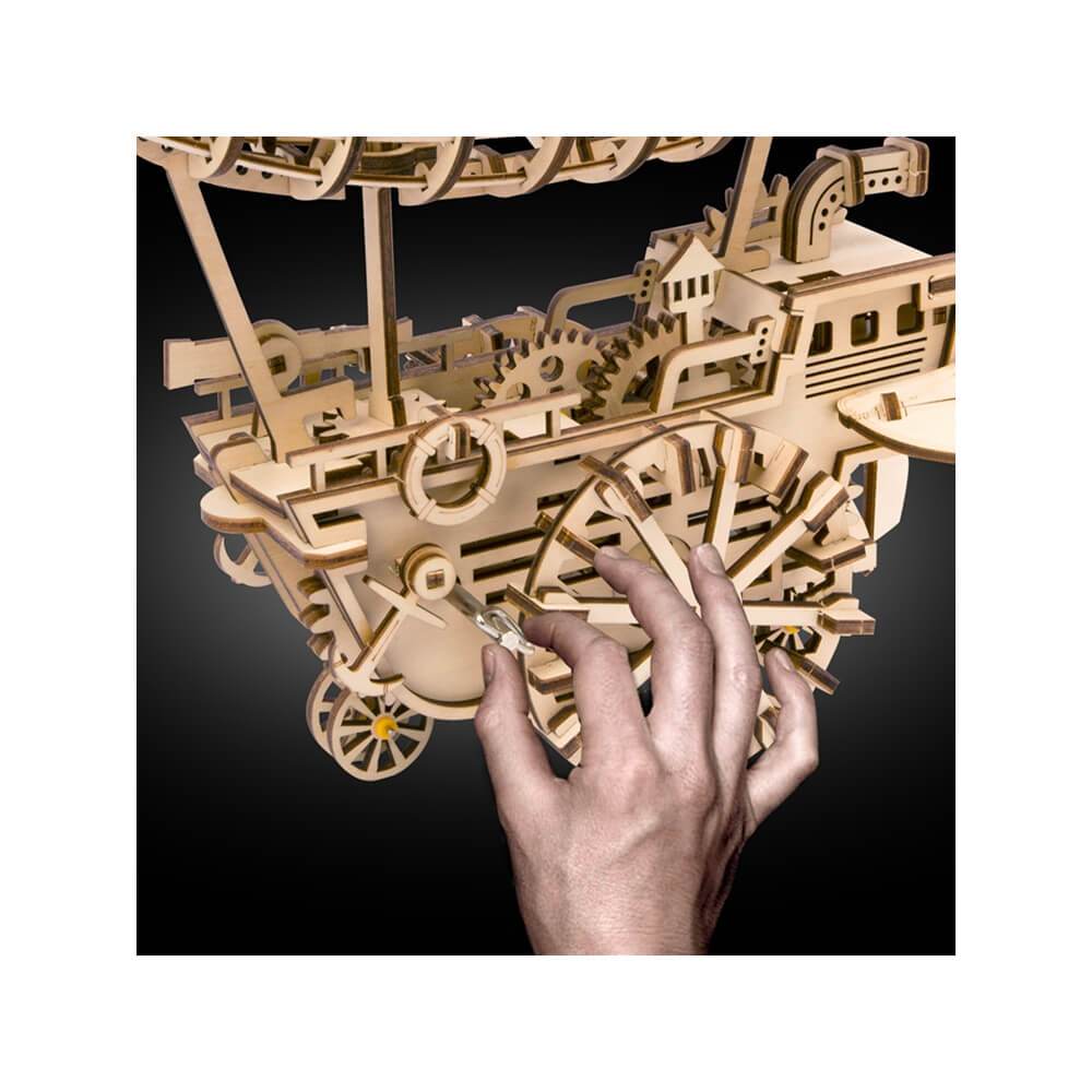 Mechanics Airship Plywood Model Kit — Brown Wooden 3D Airship (229 pcs)