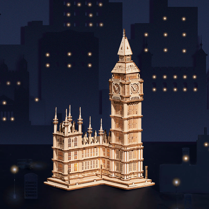 Big Ben Plywood Model Kit — Lighted 220‑Piece Easy Build