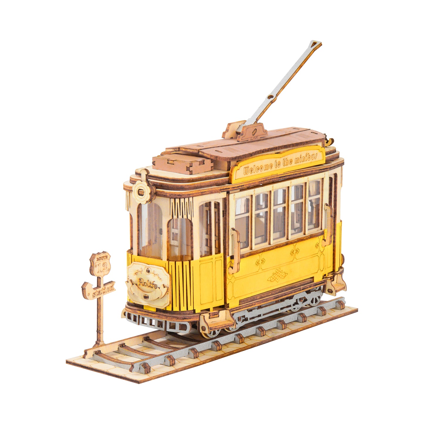 San Francisco Tramcar Model Kit — Yellow Plywood, 145 Pieces