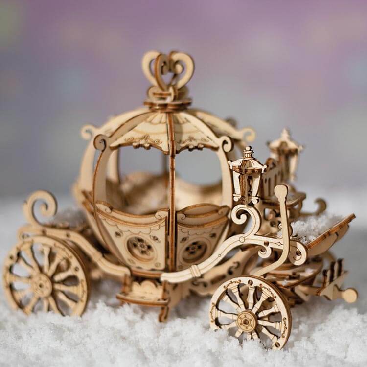 Pumpkin Cart — Birch Wood Model Kit (Light Brown, 182 pcs)