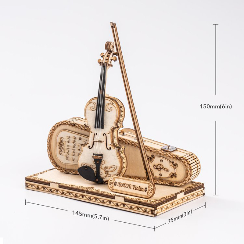 Violin Capriccio — Mini Plywood Violin Model Kit (Light Wood, 117 Pieces)
