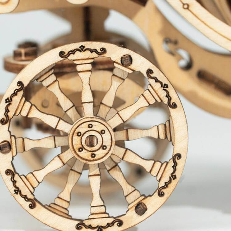 Pumpkin Cart — Birch Wood Model Kit (Light Brown, 182 pcs)