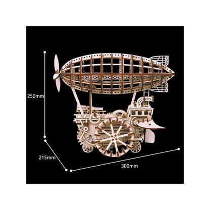 Mechanics Airship Plywood Model Kit — Brown Wooden 3D Airship (229 pcs)