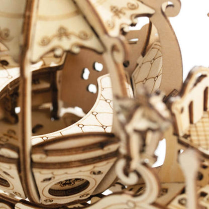 Pumpkin Cart — Birch Wood Model Kit (Light Brown, 182 pcs)