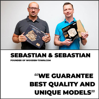 Natural Wood Tractor Model Kit — Plywood, Wind‑Up Tension Spring